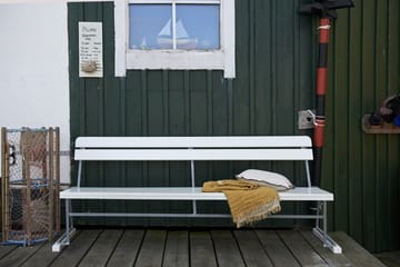 Bank 5 - Wit gelakte eiken-verzinkt frame - Grythyttan Stålmöbler