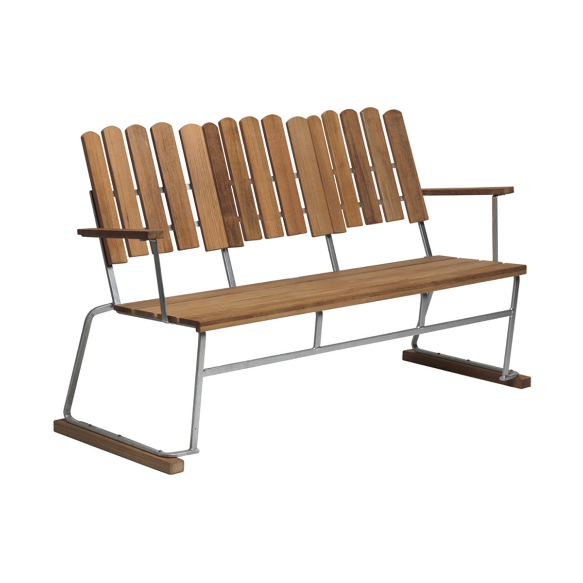 Grythyttan Stålmöbler Bank 6 Teak-verzinkt frame | Scandinavisch Interieur | Bruin