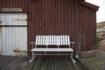 Bank 6 - Wit gelakte eiken-verzinkt - Grythyttan Stålmöbler