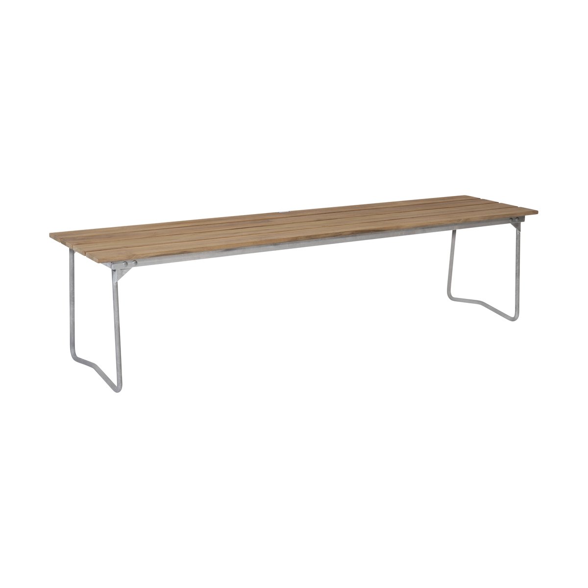 Grythyttan Stålmöbler Bank 9 Teak-170 cm-verzinkt