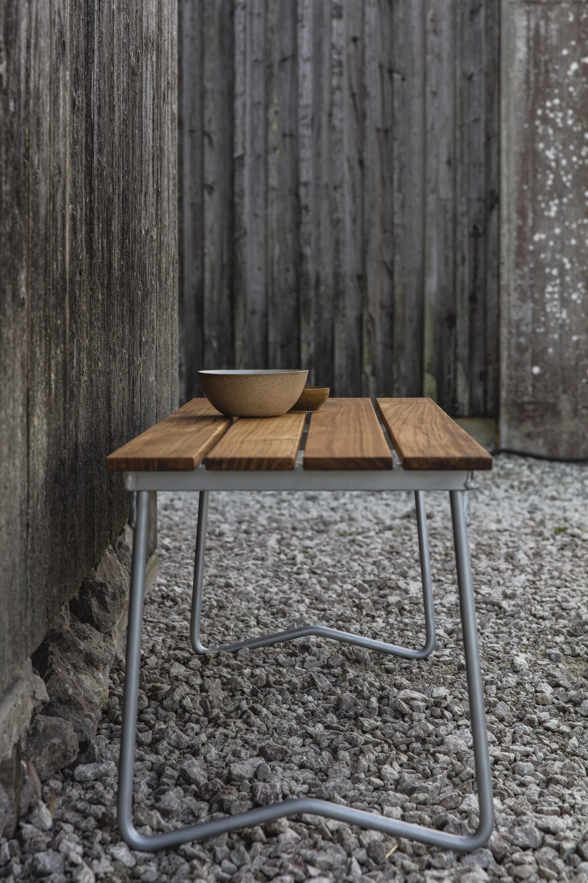 Bank 9 , Teak-170 cm-verzinkt Grythyttan Stålmöbler
