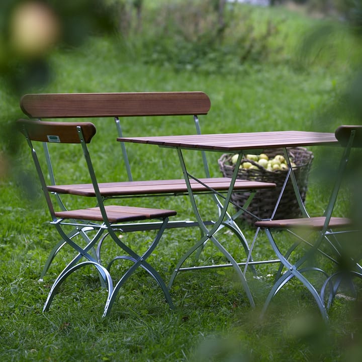 Bryggeri bank - Teak-verzinkt frame - Grythyttan Stålmöbler