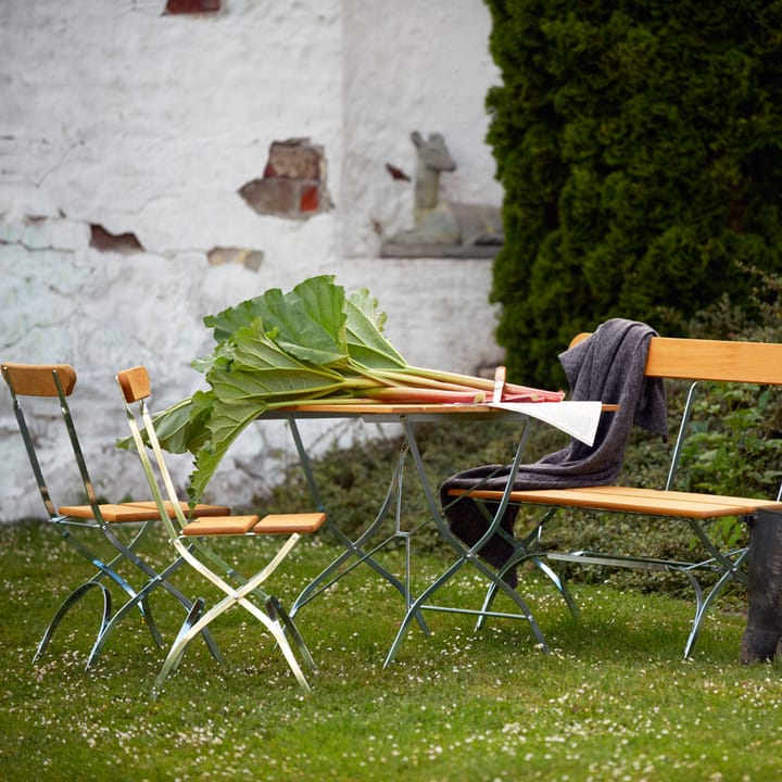 Bryggeri bank - Teak-verzinkt frame - Grythyttan Stålmöbler