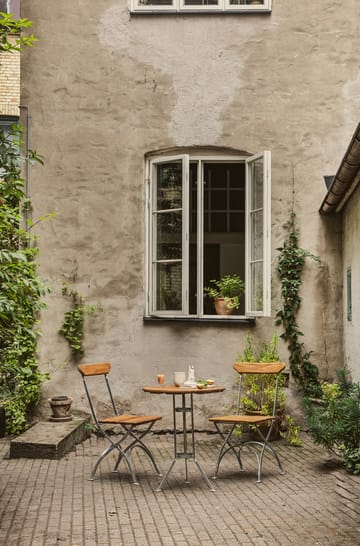 Bryggeri driepoot tafel - Teak-verzinkt frame - Grythyttan Stålmöbler