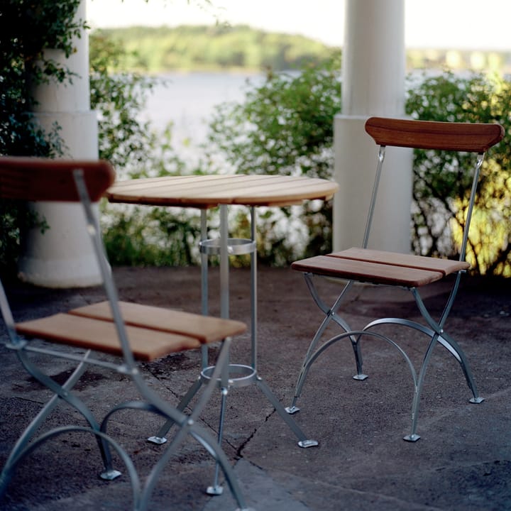 Bryggeri driepoot tafel - Teak-verzinkt frame - Grythyttan Stålmöbler