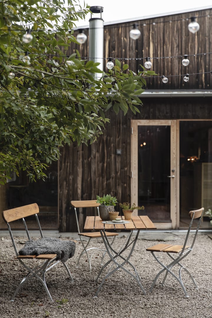 Bryggeri tafel - Teak-verzinkt frame - Grythyttan Stålmöbler