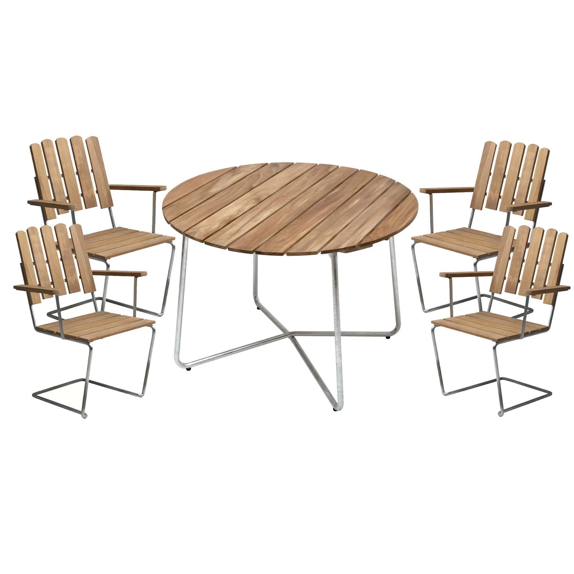 Grythyttan eettafelset ø100 cm - teak,  Grythyttan Stålmöbler