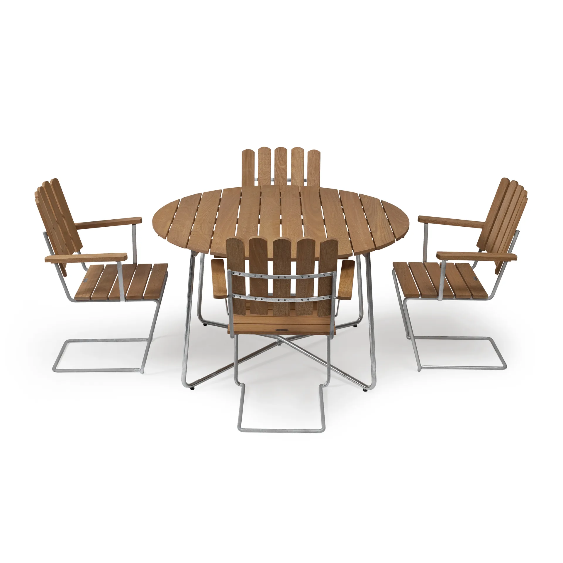 Grythyttan eettafelset ø120 cm - teak Grythyttan Stålmöbler