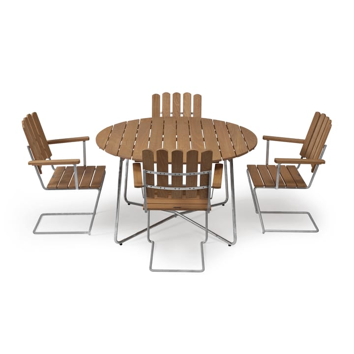 Grythyttan eettafelset ø120 cm - teak - undefined - Grythyttan Stålmöbler