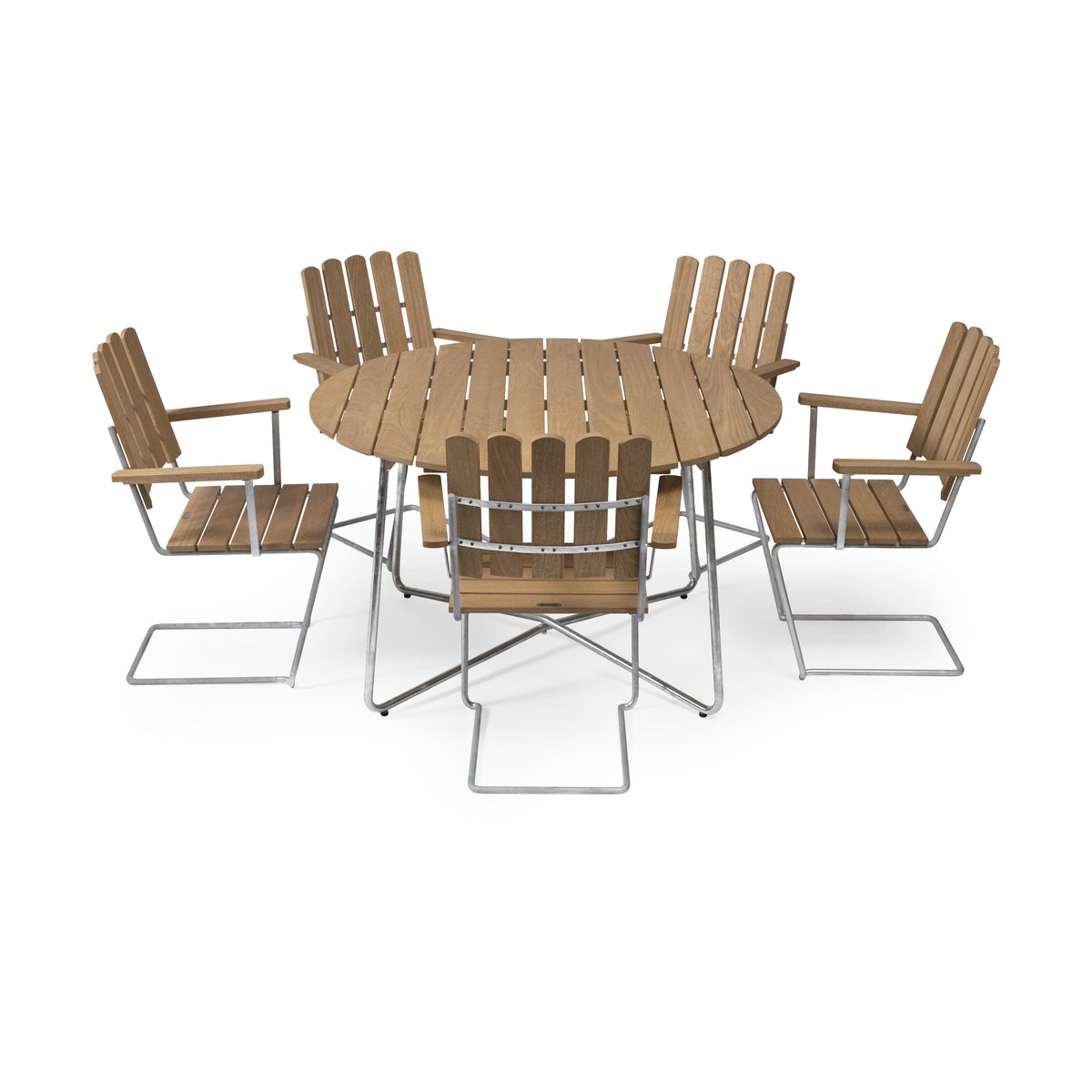 Grythyttan Stålmöbler Grythyttan eettafelset eik 9A o120cm + 5st. A2