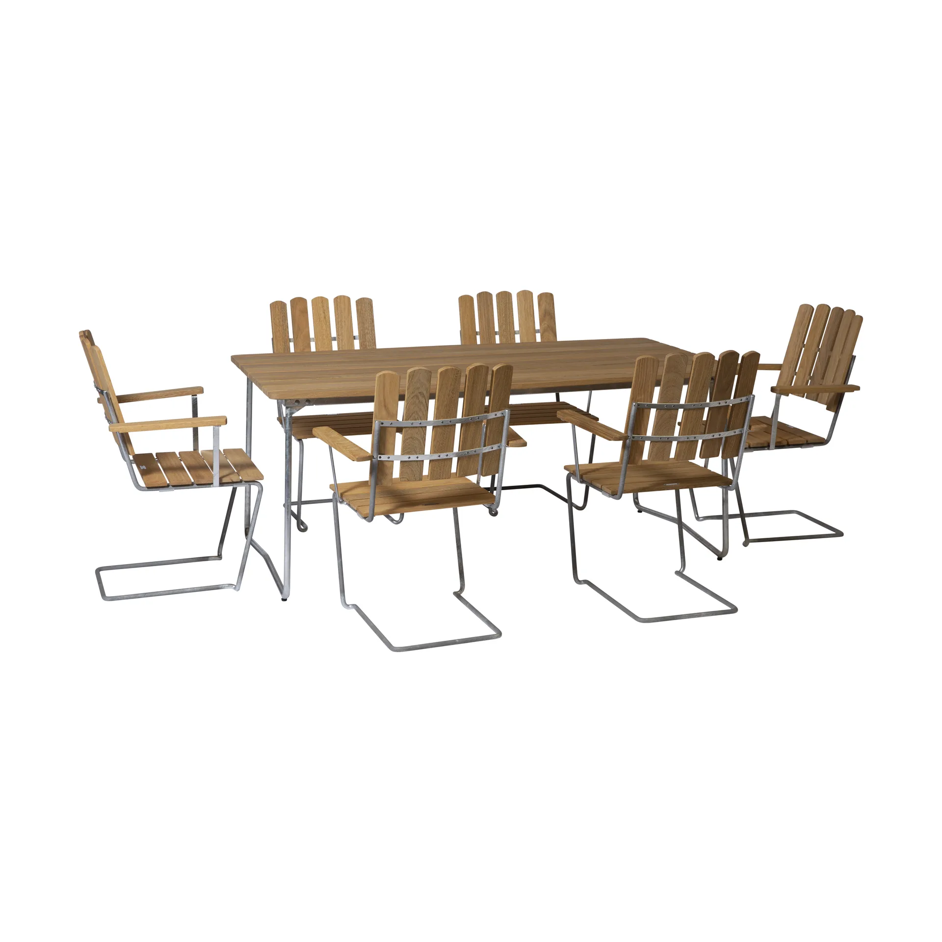 Grythyttan eettafelset eiken B31 170 cm + 6 st. A2,  Grythyttan Stålmöbler