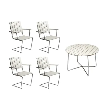Grythyttan eettafelset wit 9A Ø100cm + 4 st. A2 - Grythyttan Stålmöbler