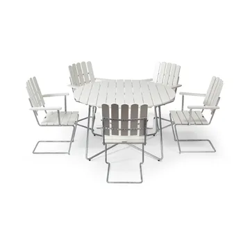 Grythyttan eettafelset wit 9A Ø120cm + 5st. A2 - Grythyttan Stålmöbler