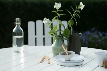 Grythyttan eettafelset wit 9A Ø120cm + 5st. A2 - Grythyttan Stålmöbler