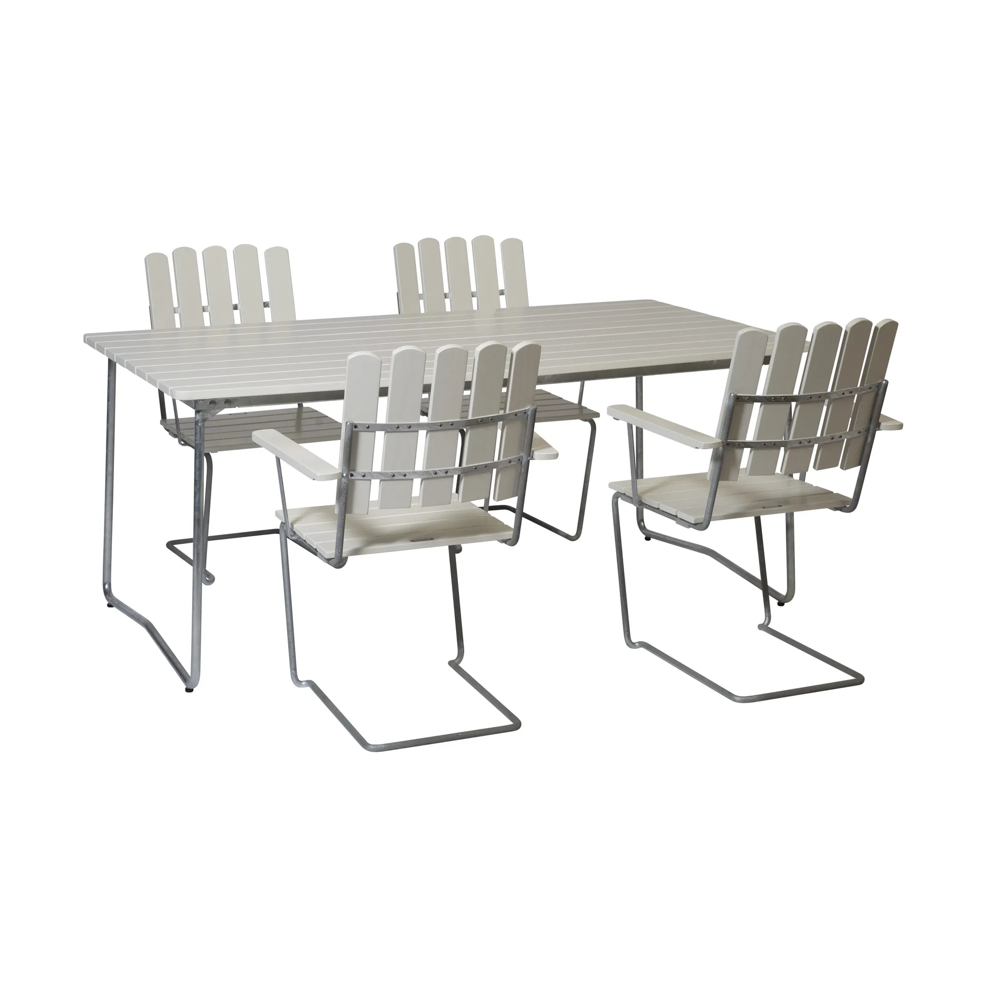 Grythyttan eettafelset wit B31 170 cm + 4 st. A2,  Grythyttan Stålmöbler