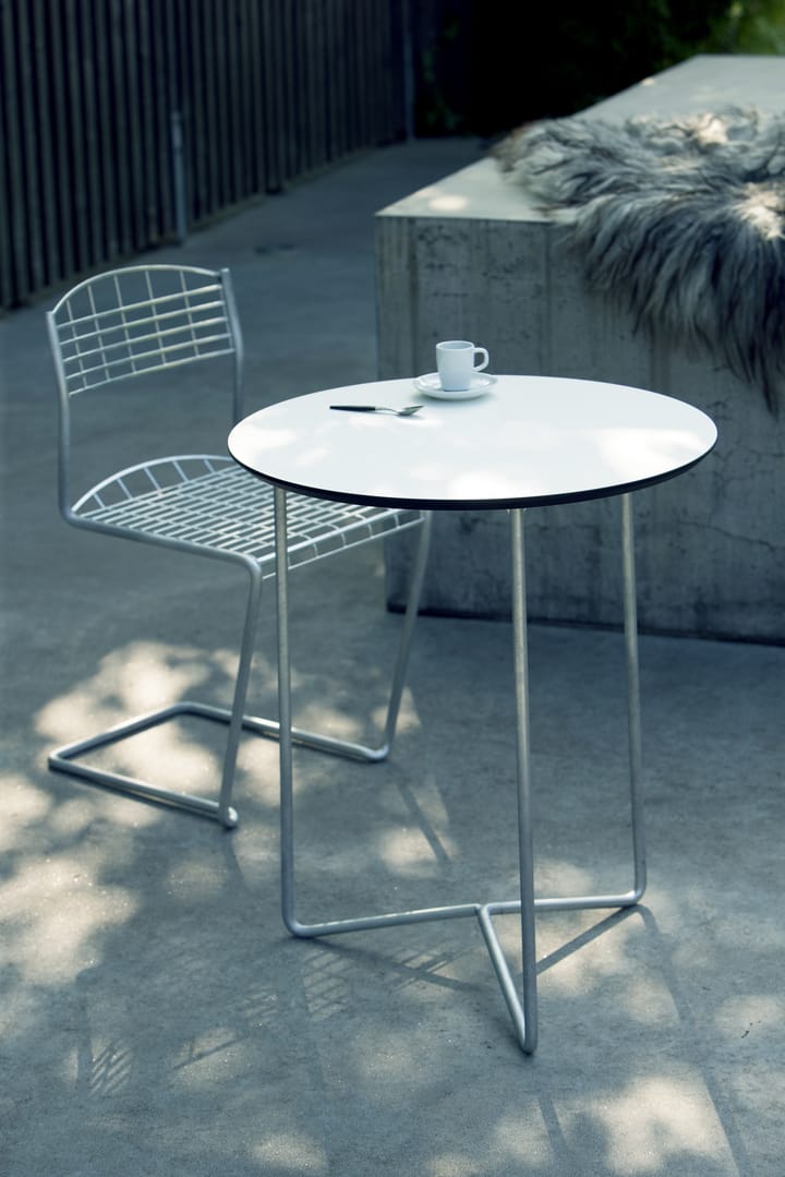High Tech tafel ø60 cm - Wit-verzinkt frame - Grythyttan Stålmöbler