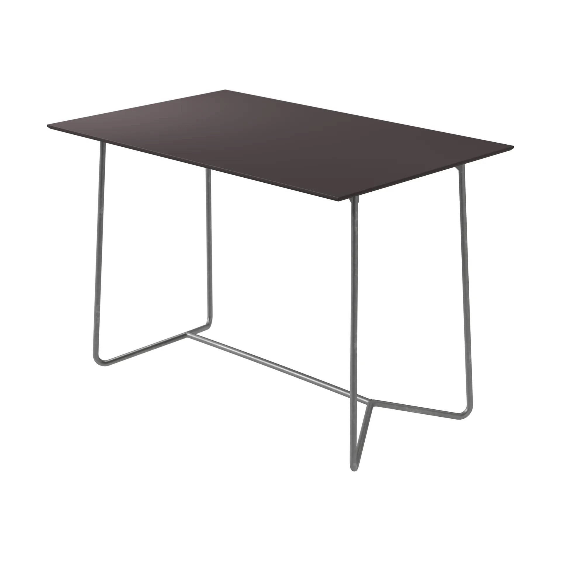 High Tech tafel, Houtskool compact laminaat-warm verzinkt onderstel, 110x70 cm Grythyttan Stålmöbler