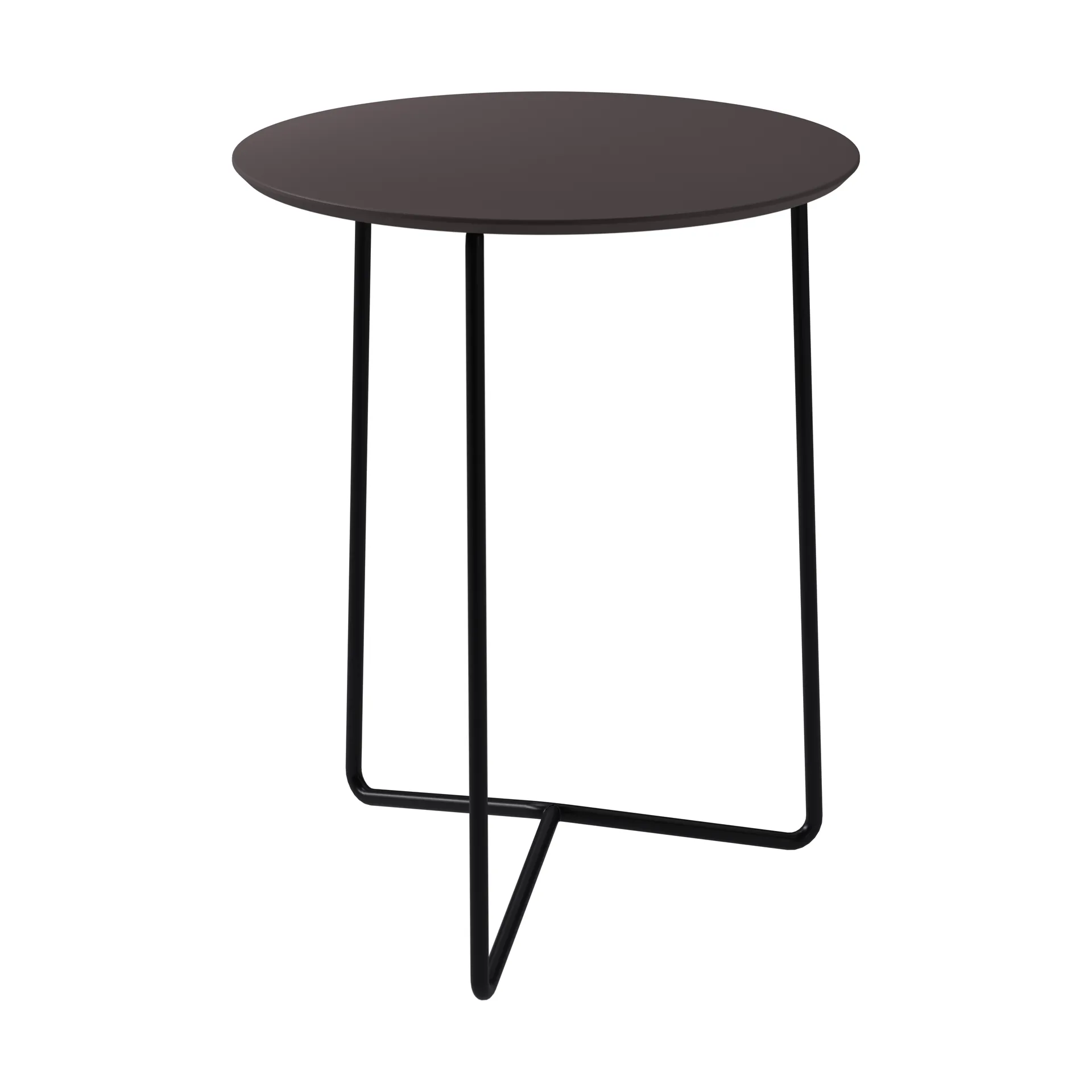 High Tech tafel, Houtskool compact laminaat-zwart onderstel, Ø60 cm Grythyttan Stålmöbler
