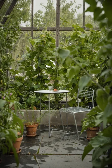 High Tech tafel - Wit-verzinkt frame, Ø60 cm - Grythyttan Stålmöbler