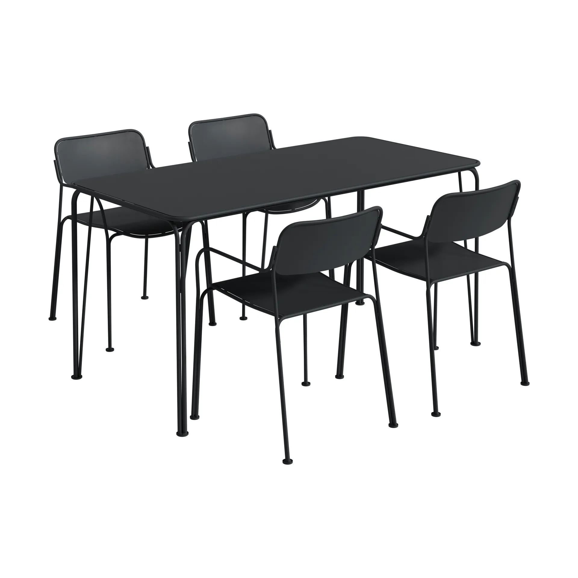 Libelle tafel 140 + 4 stoelen, graphite grey Grythyttan Stålmöbler