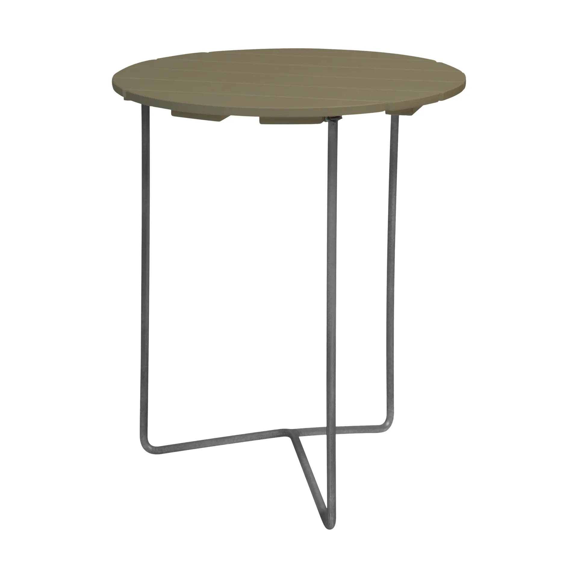 Table 6B tafel Ø60 cm, Lichtgroen eik-verzinkt frame Grythyttan Stålmöbler