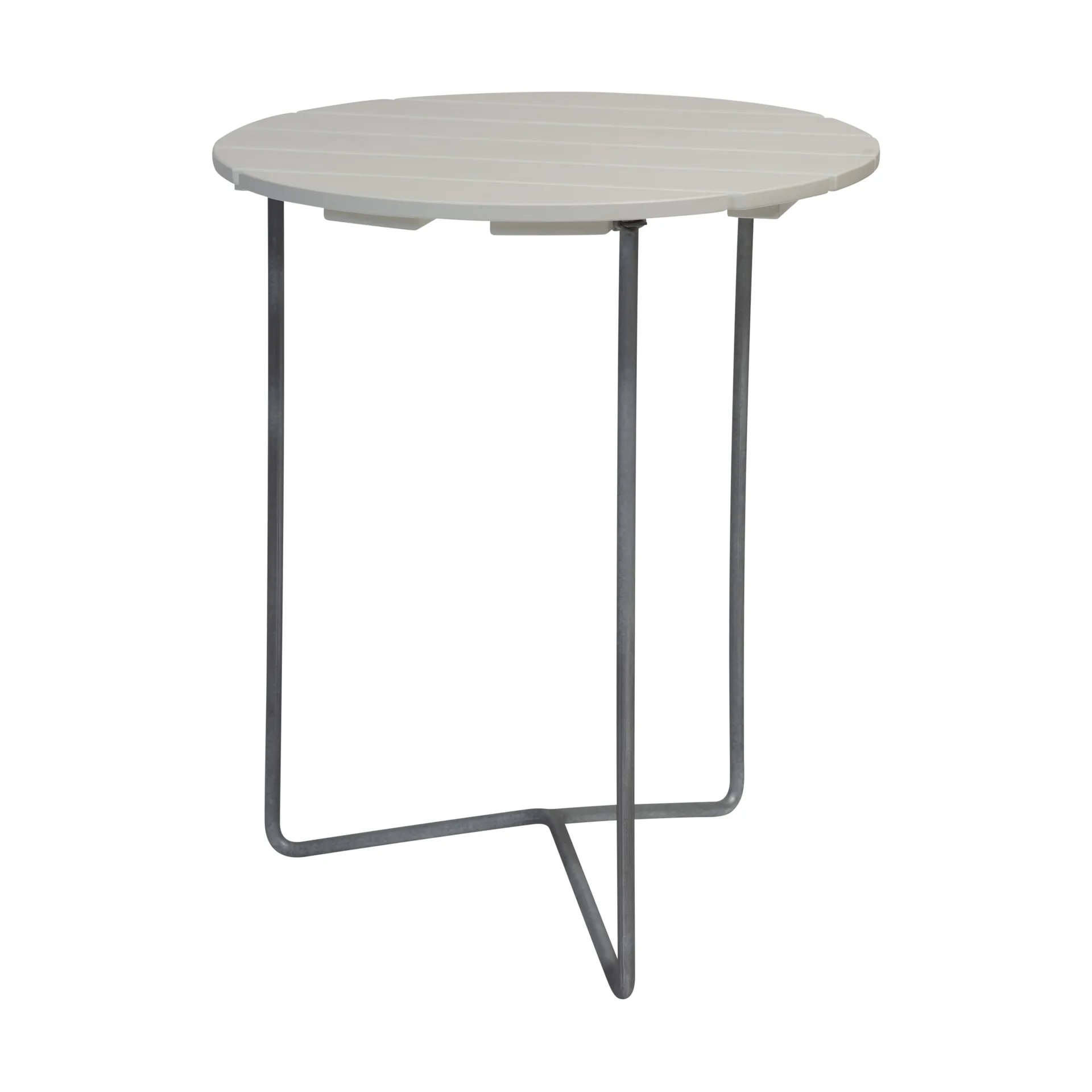 Table 6B tafel Ø60 cm, Witgelakte eiken - gegalvaniseerde poten Grythyttan Stålmöbler