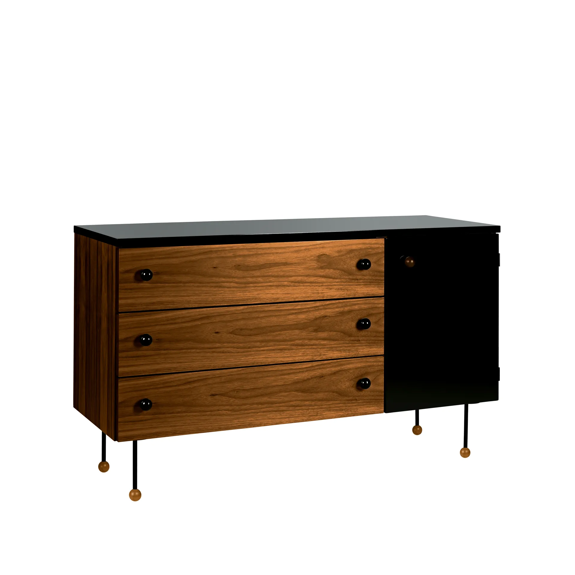 62 Dresser ladekast, american walnut, 3 lades GUBI