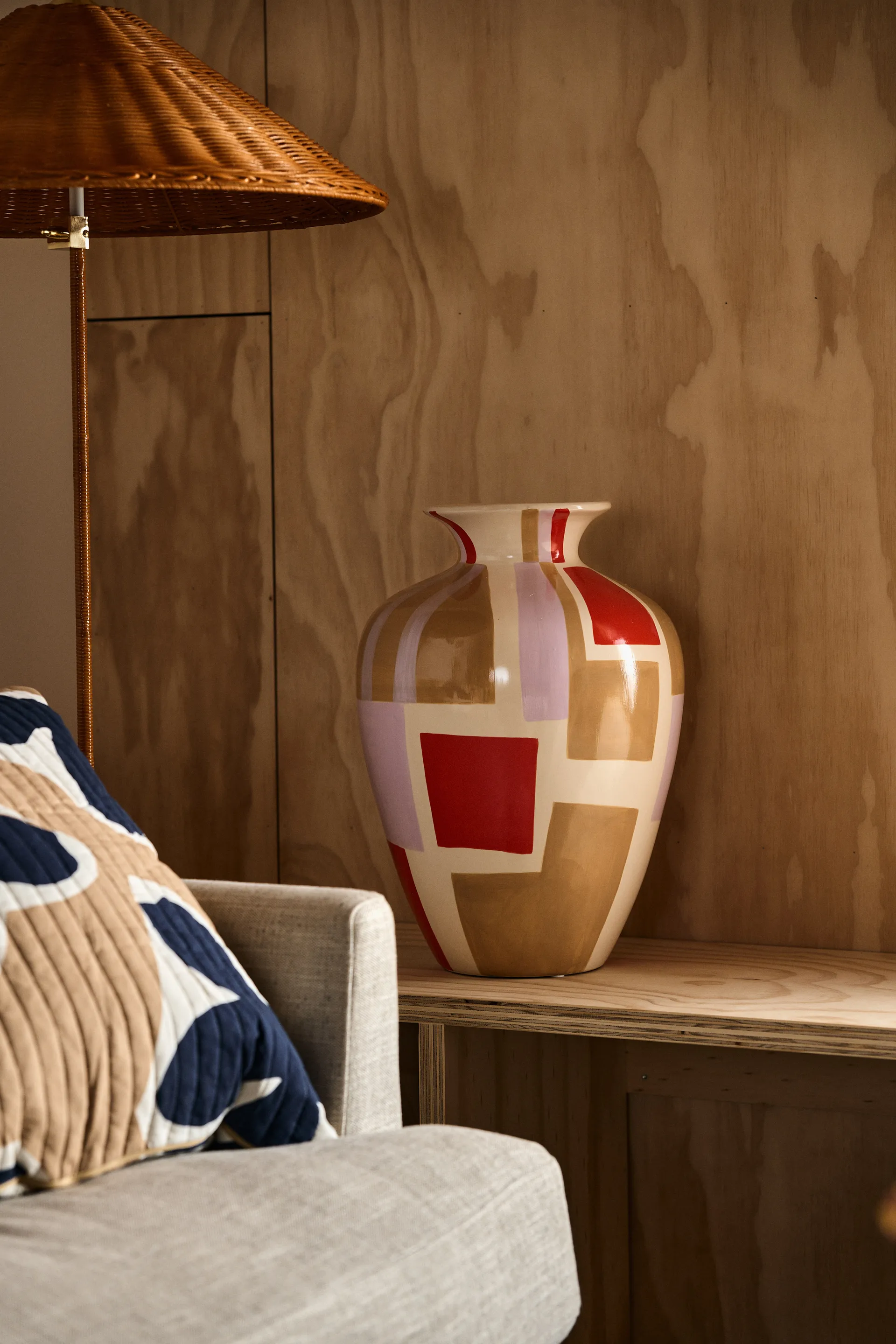 9602 vloerlamp, Messing-wicker willow GUBI