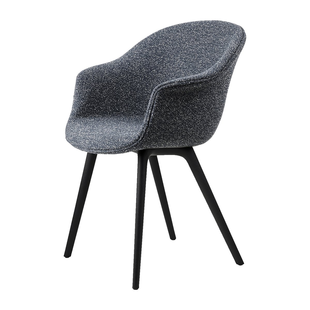 Gubi Bat Dining Chair fully upholstered plastic base Around bouclé 023-black