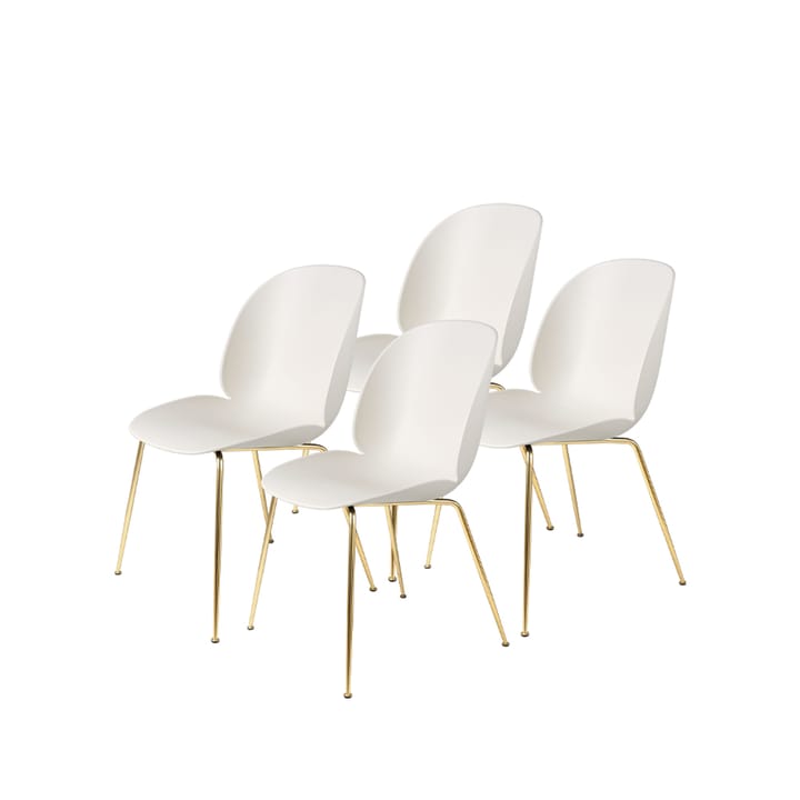 Beetle 4-pack Stoel - Alabaster white, messing onderstel - GUBI