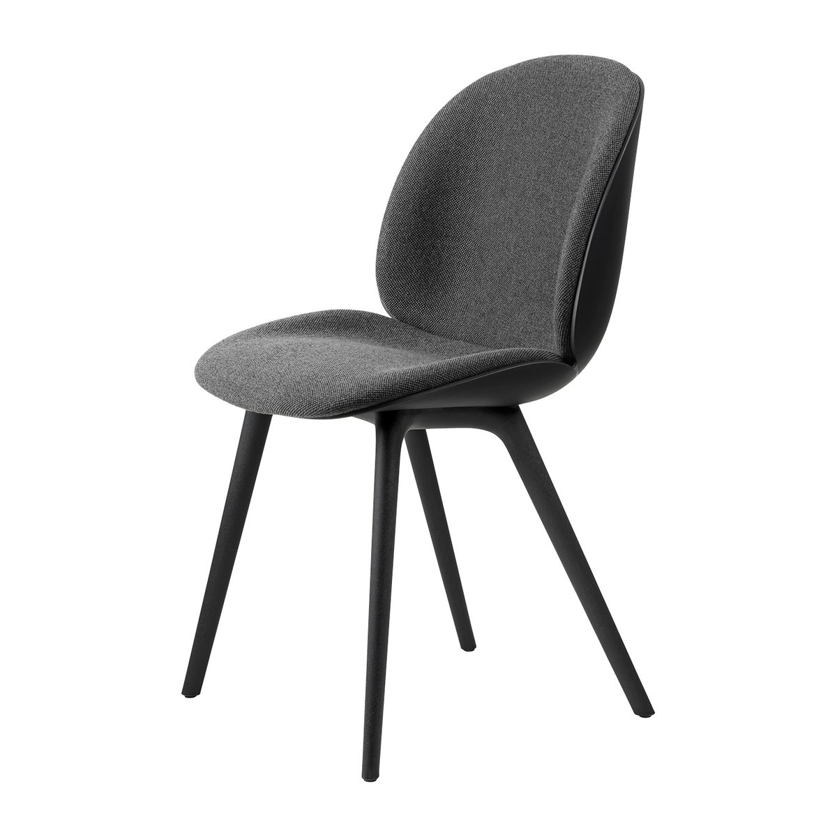 Gubi Beetle dining chair front upholstered plastic base Hallingdal 65 nr.173-black