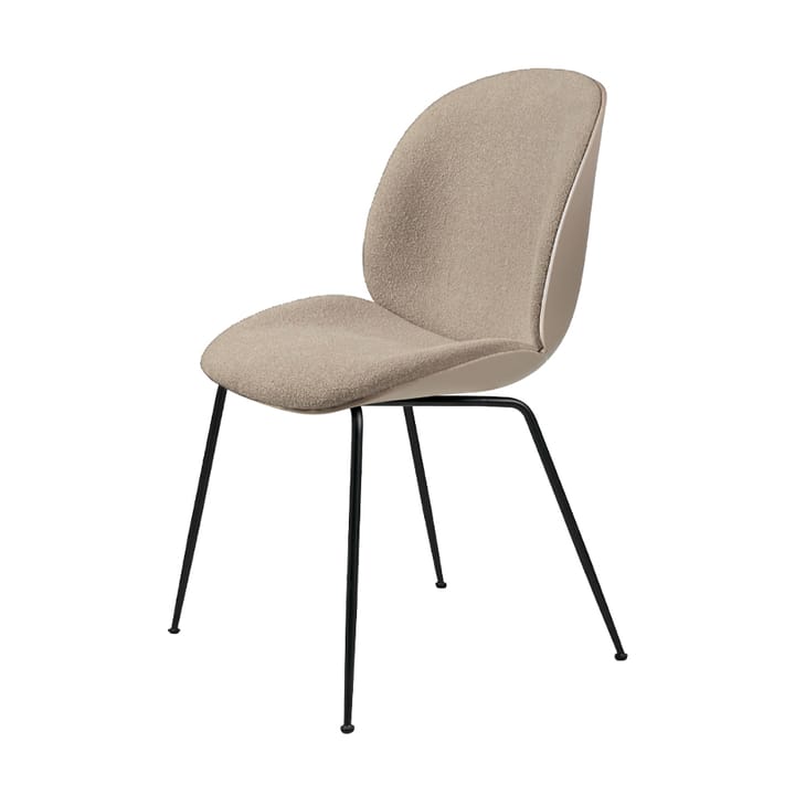 Beetle Front Upholstered stoel - stof light bouclé 003 beige, new beige kuip, zwart stalen onderstel - GUBI