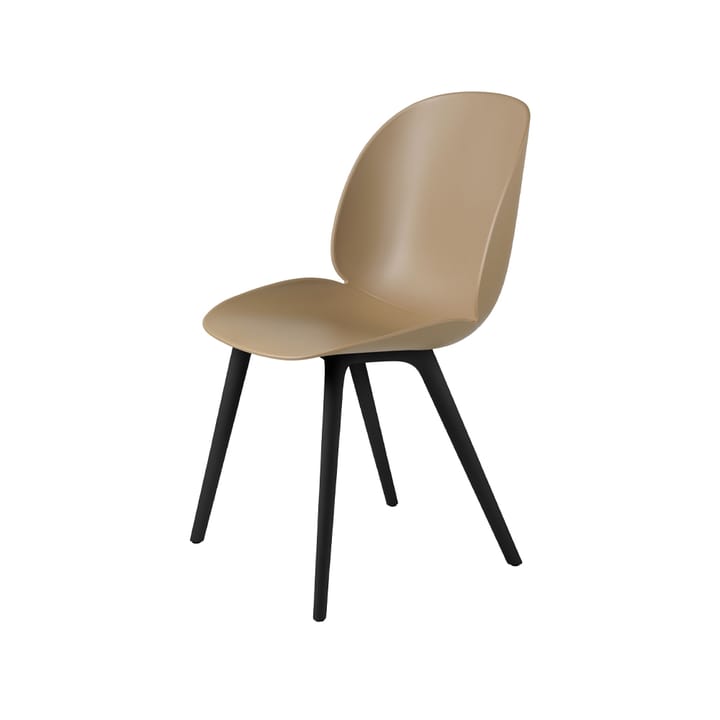 Beetle Plastic stoel - pebble brown, zwarte poten - GUBI
