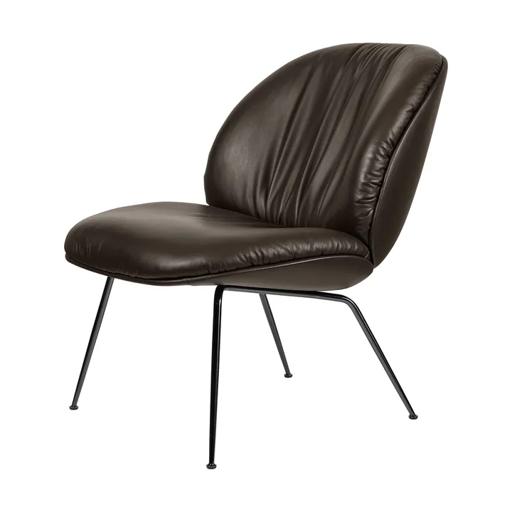 Beetle Soft loungestoel volledig gestoffeerd - Smooth leather Gubi Coffee-matzwart - GUBI