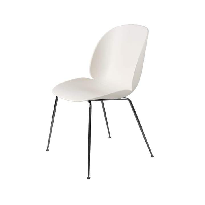 Beetle stoel - alabaster white, zwart verchroomd stalen onderstel - GUBI