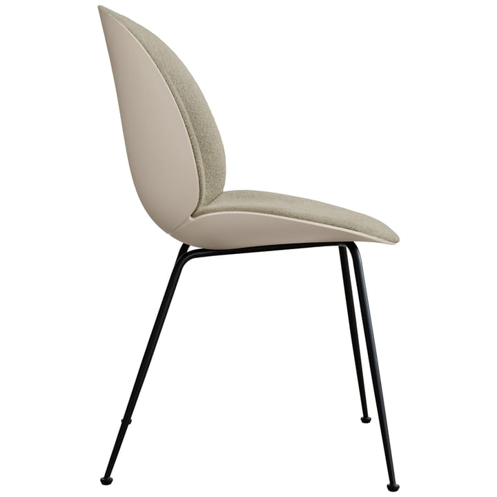 Beetle stoel bekleed aan de voorzijde zwarte poten, New Beige-Light Bouclé 008 GUBI