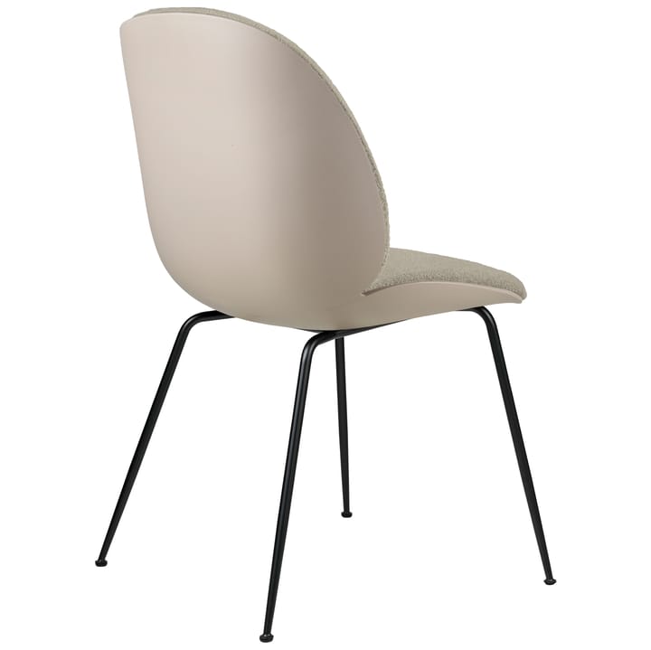 Beetle stoel bekleed aan de voorzijde zwarte poten, New Beige-Light Bouclé 008 GUBI