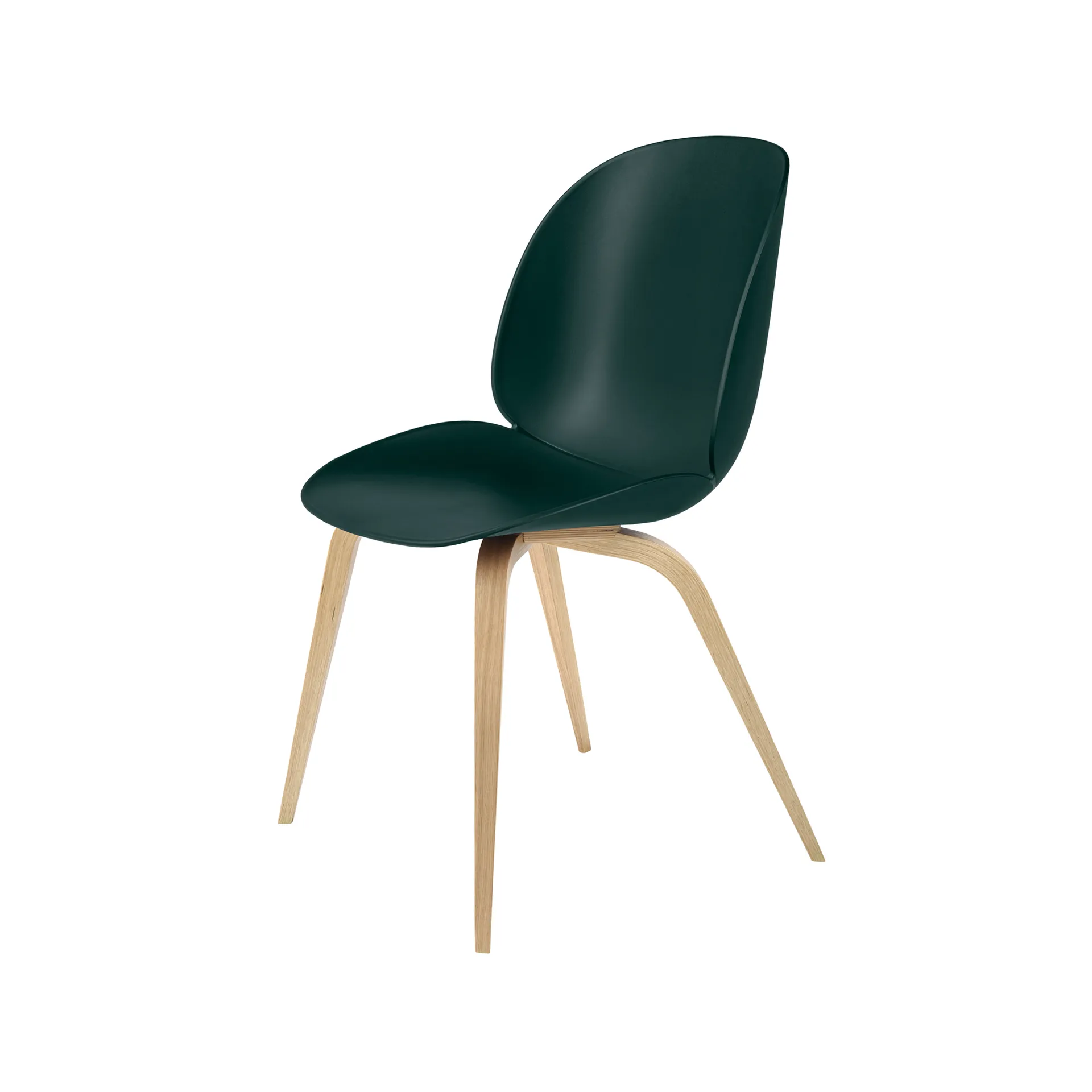 Beetle stoel, Dark green, matgelakt eikenhouten onderstel GUBI