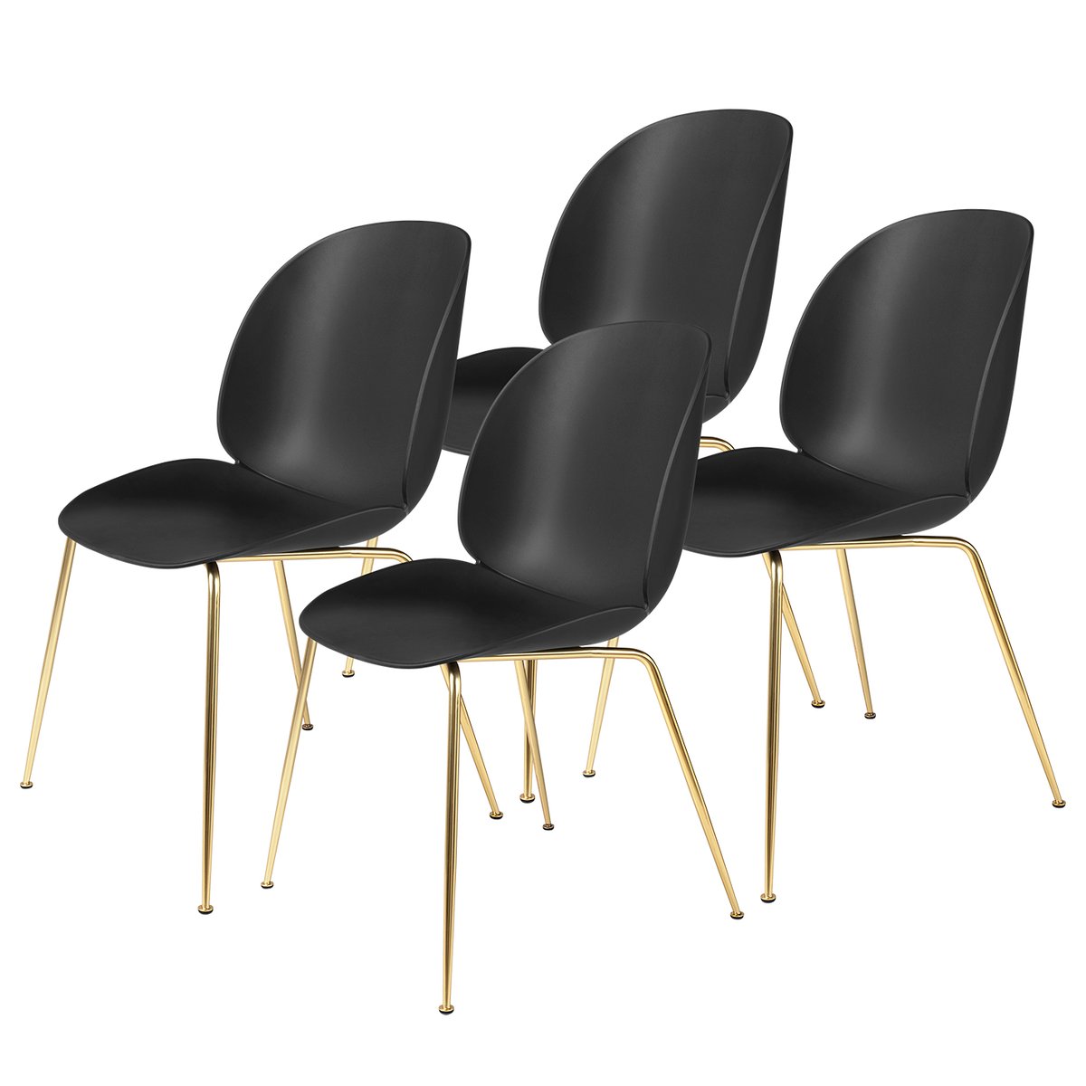 GUBI Beetle stoel messing poten 4-pack Black | Scandinavisch Interieur | Stoelen | Zwart