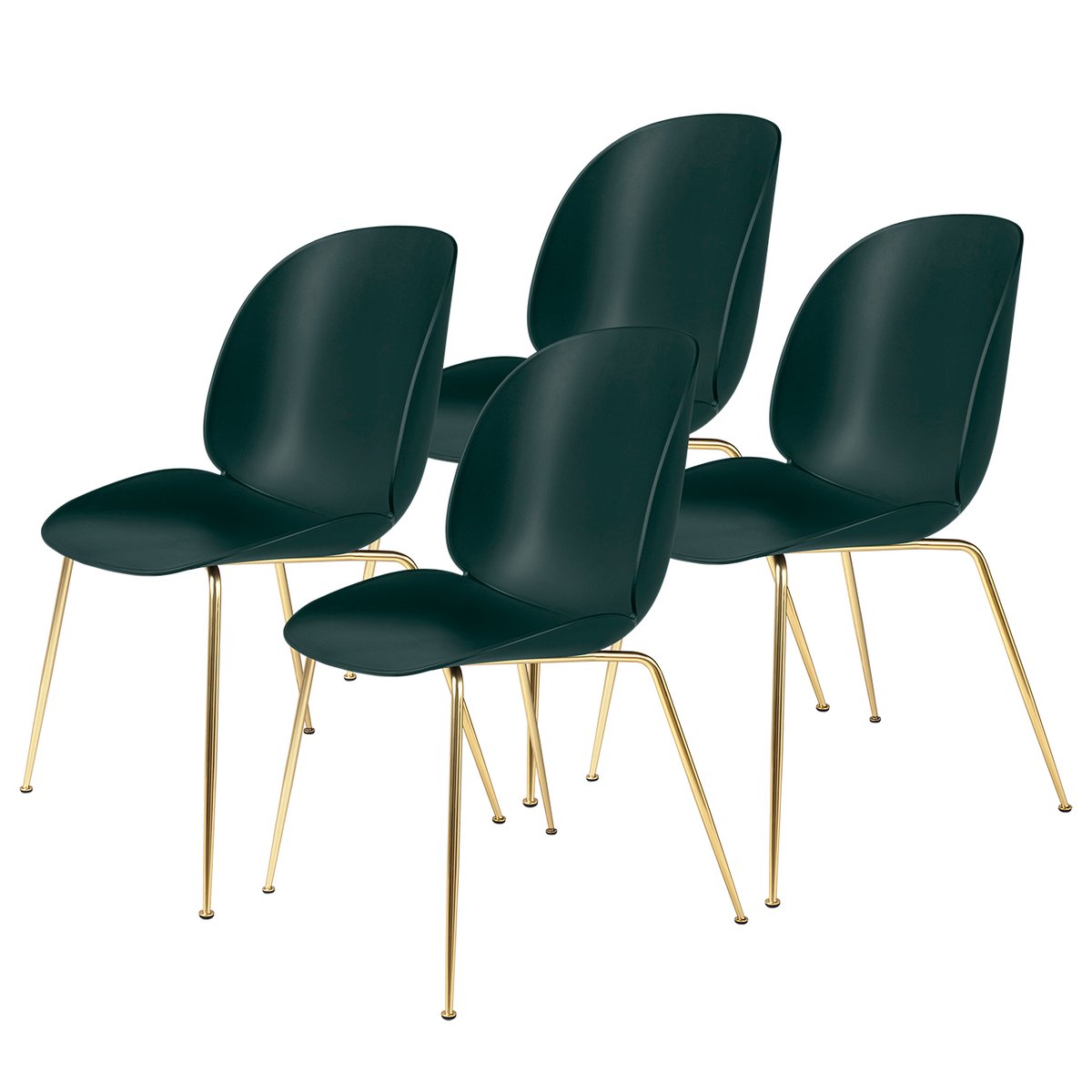 Gubi Beetle stoel messing poten 4-pack Dark Green