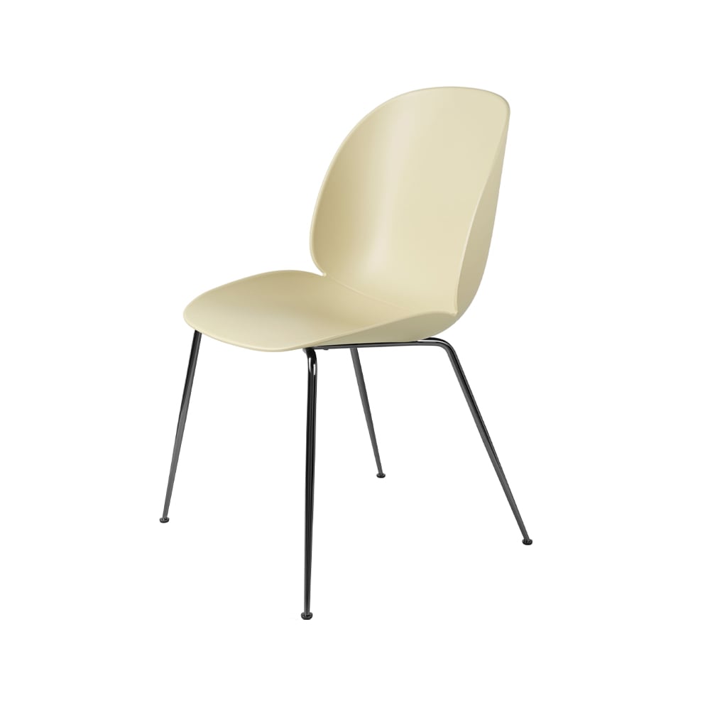 Gubi Beetle stoel pastel green, zwart verchroomd stalen onderstel