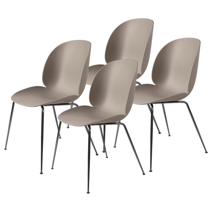 Beetle stoel zwarte verchroomde poten 4-pack, New Beige GUBI