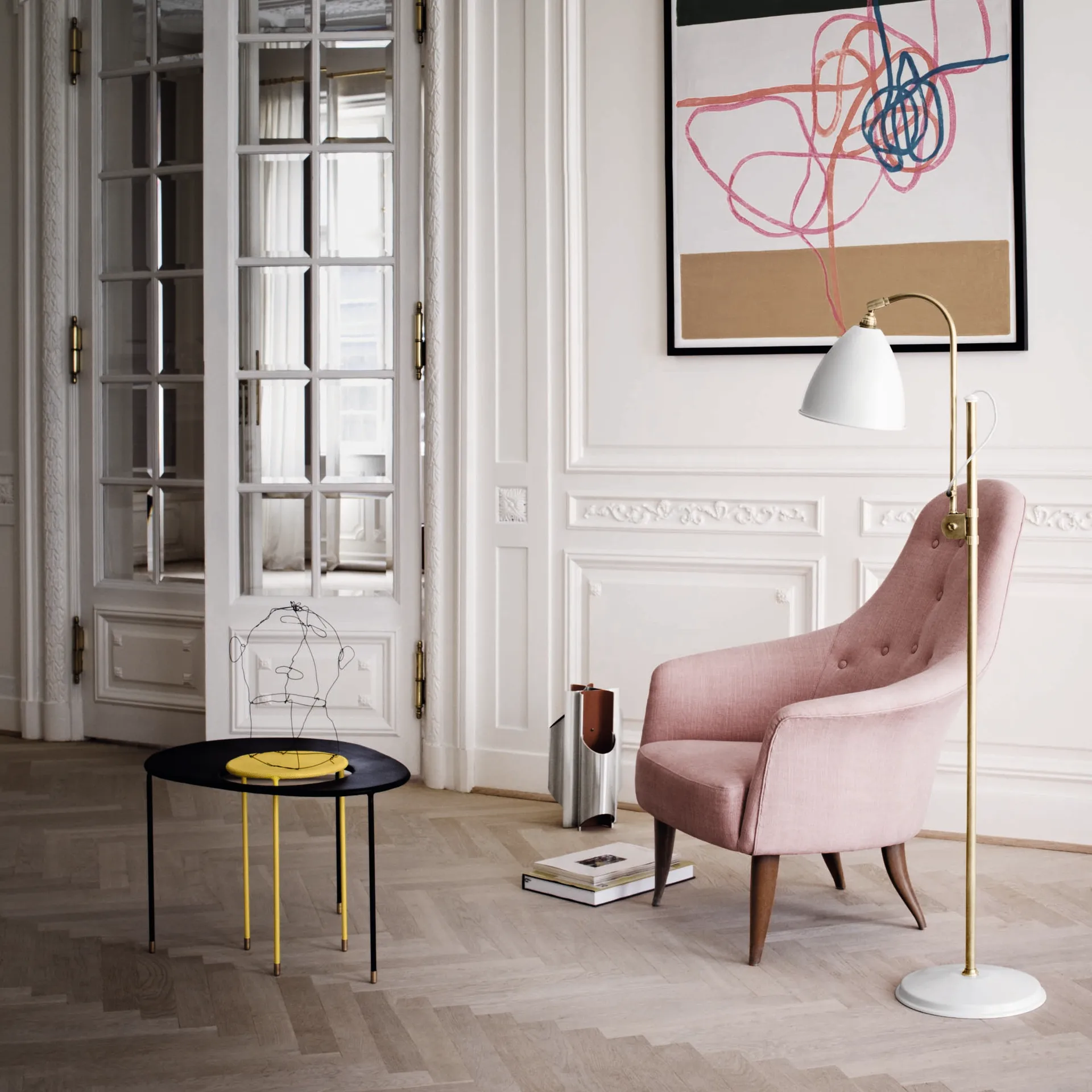 Bestlite BL3M vloerlamp, mat wit - messing GUBI