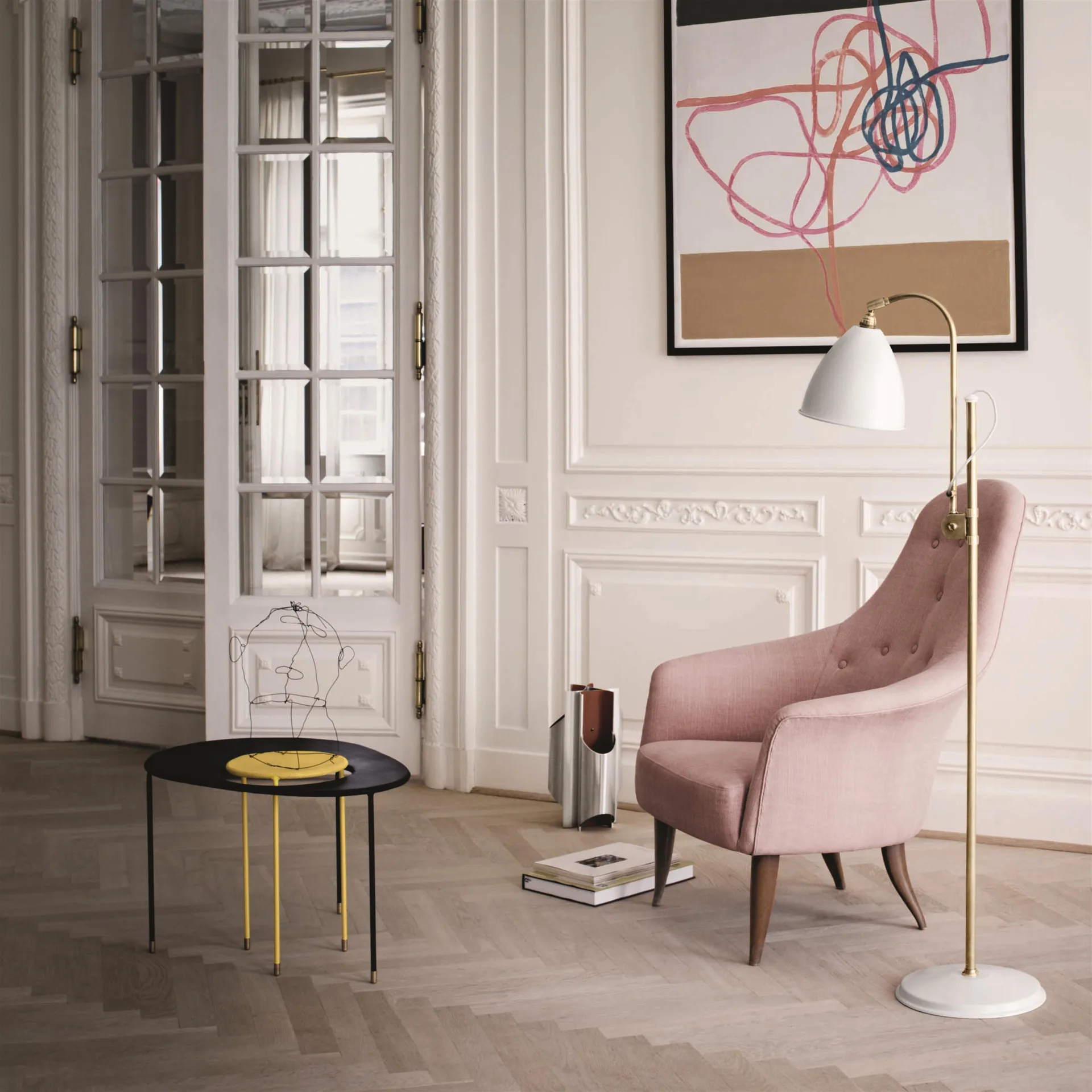 Bestlite BL3M vloerlamp, mat wit - messing GUBI