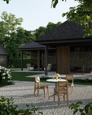 C-chair Outdoor stoel - All french cane-natural teak - GUBI