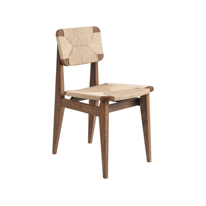 C-Chair stoel - american walnut, natuurkleurige gevlochten zitting&rugleuning - Gubi