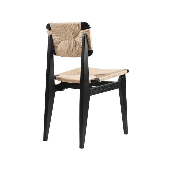 C-Chair stoel, black stained oak, natuurkleurige gevlochten zitting&rugleuning GUBI