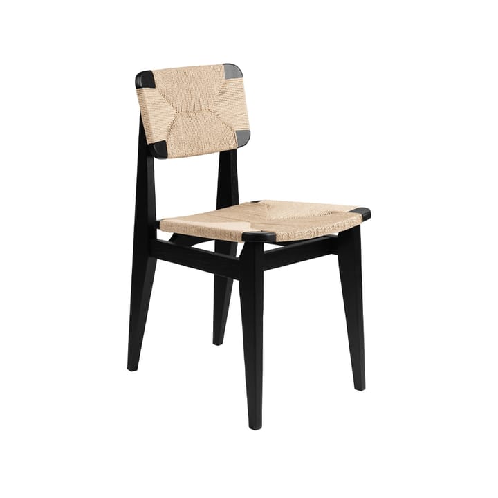 C-Chair stoel - black stained oak, natuurkleurige gevlochten zitting&rugleuning - Gubi
