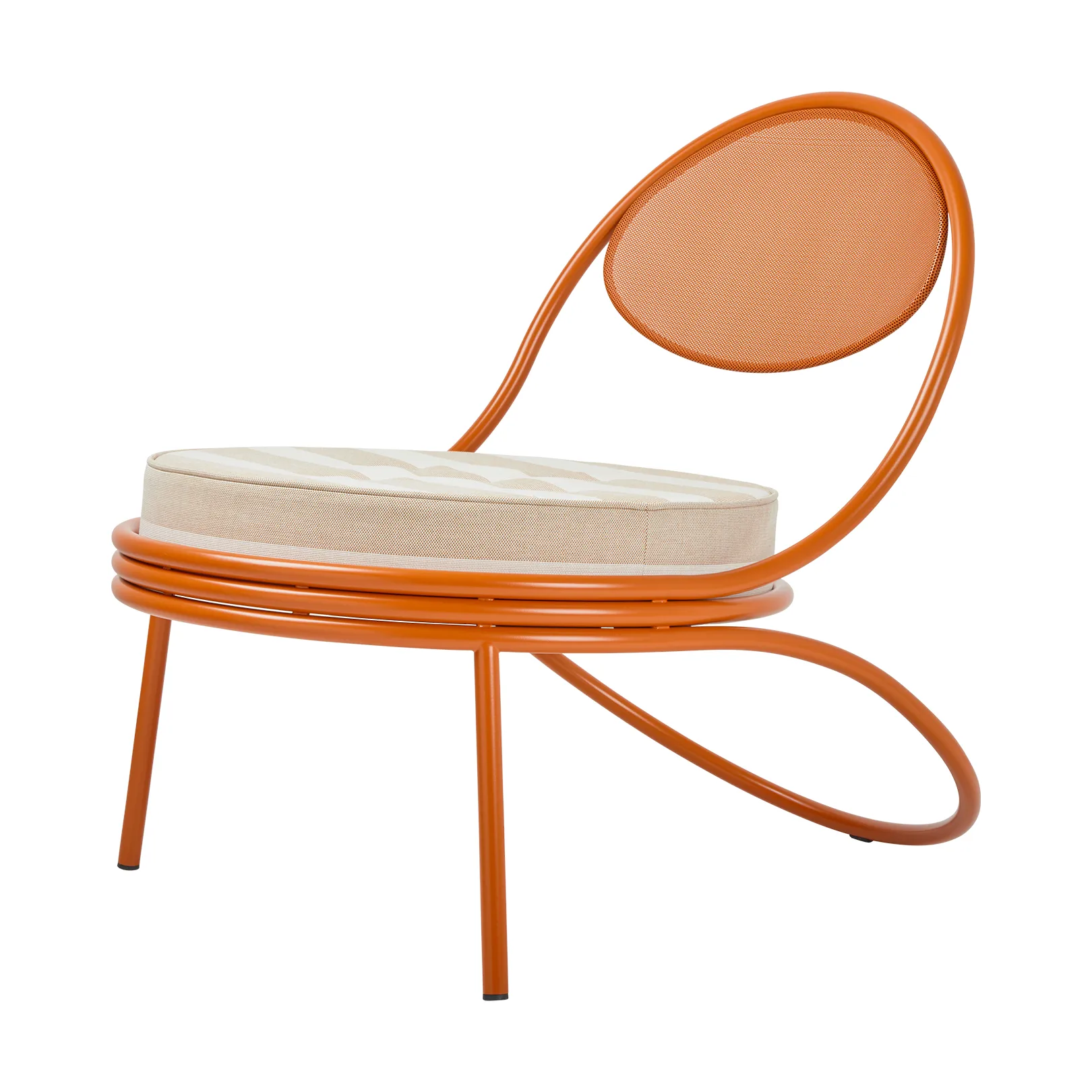 Copacabana Outdoor Lounge Chair gestoffeerde zitting, Leslie stripe limonta 040-international orange GUBI