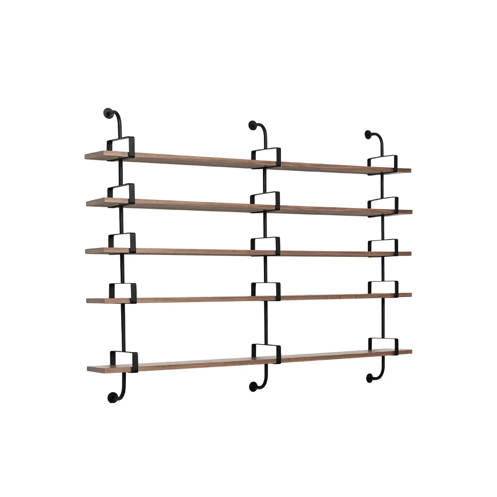 GUBI Demon wandplank 5 verdiepingen walnut, 215 cm | Scandinavisch Interieur | Planken & planksystemen | Bruin